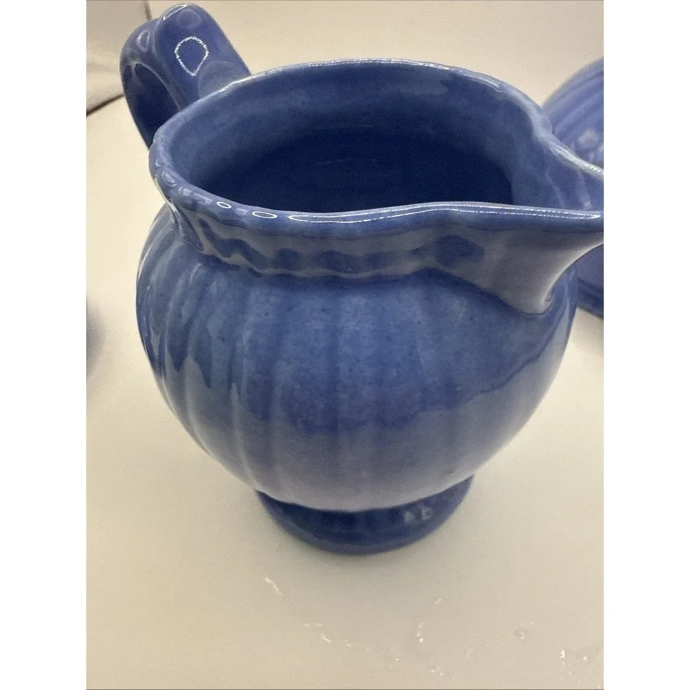 Stangl Pottery Cream And Sugar‎ Set Colonial Blue MCM Vintage